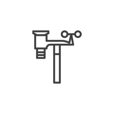 Meteoroloji istasyonu çizgisi simgesi. Mobil konsept ve web tasarımı için doğrusal biçim işareti. Meteoroloji istasyonu ana hatları vektör simgesi. Sembol, logo çizimi. Vektör grafikleri