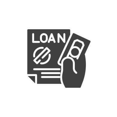 Ücretli pul vektör ikonuyla el ele tutuşma. Mobil konsept ve web tasarımı için düz tabela. Kredi geri ödeme simgesi simgesi. Sembol, logo çizimi. Vektör grafikleri