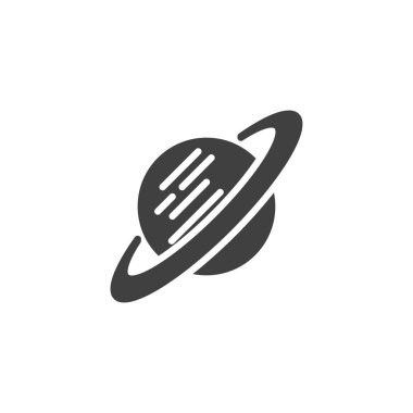 Satürn halka vektör ikonuyla. Mobil konsept ve web tasarımı için düz tabela. Satürn gezegeni sembolü. Astronomi sembolü, logo çizimi. Vektör grafikleri