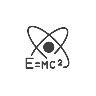 Mass-energy equivalence vector icon. filled flat sign for mobile concept and web design. E mc2 glyph icon. Physics symbol, logo illustration. Vector graphics clipart