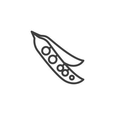 Bezelye çizgisi ikonu. Mobil konsept ve web tasarımı için doğrusal biçim işareti. Bezelye kabuğunun tamamı vektör ikonu. Sembol, logo çizimi. Vektör grafikleri