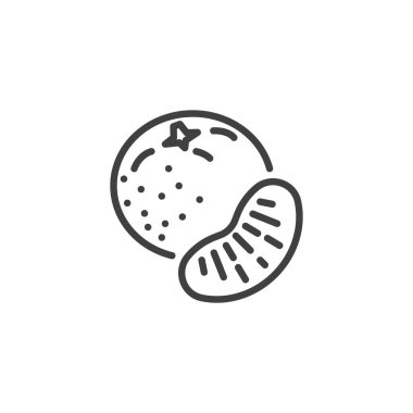 Clementine meyve çizgisi ikonu. Mobil konsept ve web tasarımı için doğrusal biçim işareti. Mandarin meyve çizgisi vektör simgesi. Sembol, logo çizimi. Vektör grafikleri