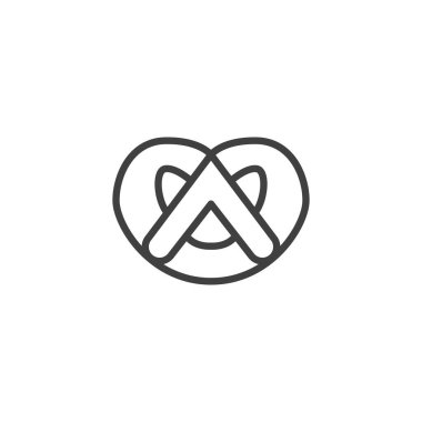 Simit çizgisi simgesi. Mobil konsept ve web tasarımı için doğrusal biçim işareti. Bükülmüş simit ana hatlı vektör simgesi. Sembol, logo çizimi. Vektör grafikleri