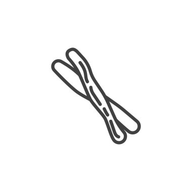 Ekmek çubuğu çizgisi simgesi. Mobil konsept ve web tasarımı için doğrusal biçim işareti. Çıtır ekmek çubukları ana hatlı vektör simgesi. Sembol, logo çizimi. Vektör grafikleri