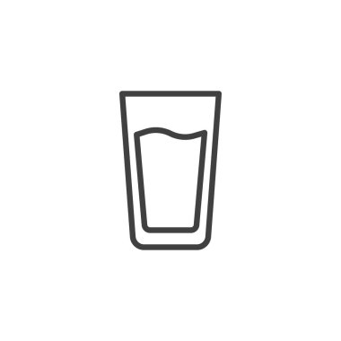 Su camı çizgisi simgesi. Mobil konsept ve web tasarımı için doğrusal biçim işareti. Temiz su camı taslak vektör simgesi. Sembol, logo çizimi. Vektör grafikleri