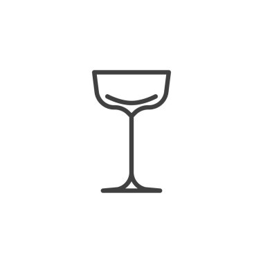 Coupe Glass çizgi simgesi. Mobil konsept ve web tasarımı için doğrusal biçim işareti. Köklü cam taslak vektör simgesi. Sembol, logo çizimi. Vektör grafikleri