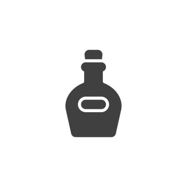 Likör şişesi vektör ikonu. Mobil konsept ve web tasarımı için düz tabela. Bir şişe Liquor Glyph ikonu. Sembol, logo çizimi. Vektör grafikleri
