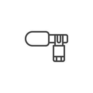 Kamera mikrofon hattı simgesi. Mobil konsept ve web tasarımı için doğrusal biçim işareti. Ön cam kapaklı bir mikrofon vektör simgesi. Sembol, logo çizimi. Vektör grafikleri