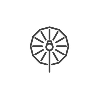 Fotoğraf Şemsiyesi çizgi simgesi. Mobil konsept ve web tasarımı için doğrusal biçim işareti. Fotoğraf ışığı şemsiyesi taslak vektör simgesi. Sembol, logo çizimi. Vektör grafikleri