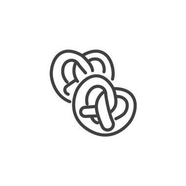 Bavyera simgesi. Mobil konsept ve web tasarımı için doğrusal biçim işareti. Bükülmüş Pretzel ana hatlı vektör simgesi. Sembol, logo çizimi. Vektör grafikleri