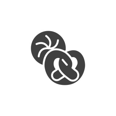 Simit ve çörek vektör simgesi. Mobil konsept ve web tasarımı için düz tabela. Bavyera Fırını sembolü. Sembol, logo çizimi. Vektör grafikleri