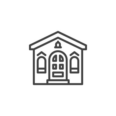 Oyun evi çizgisi simgesi. Mobil konsept ve web tasarımı için doğrusal biçim işareti. Dollhouse ana hatları vektör simgesi. Sembol, logo çizimi. Vektör grafikleri