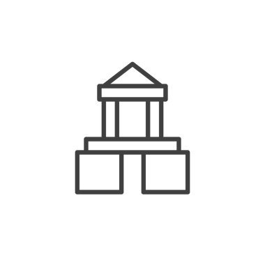 Oyuncak Blokları çizgi simgesi. Mobil konsept ve web tasarımı için doğrusal biçim işareti. Oyuncak blokları ana hatlı vektör simgesi istiflenmiş. Sembol, logo çizimi. Vektör grafikleri