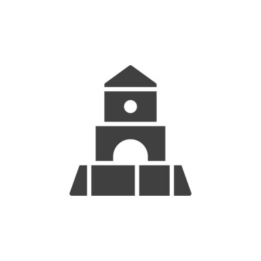 Oyuncak vektör simgesi inşa ediyor. Mobil konsept ve web tasarımı için düz tabela. Yapı blokları glifleri simgesi. Sembol, logo çizimi. Vektör grafikleri