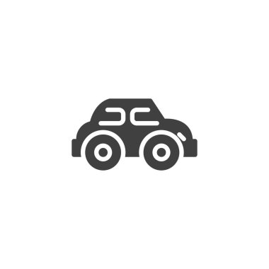 Oyuncak araba vektör simgesi. Mobil konsept ve web tasarımı için düz tabela. Araba oyuncağı sembolü. Sembol, logo çizimi. Vektör grafikleri