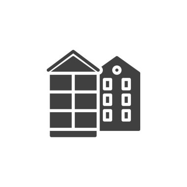 Minyatür ev vektör simgesi. Mobil konsept ve web tasarımı için düz tabela. Dollhouse sembol simgesi. Sembol, logo çizimi. Vektör grafikleri