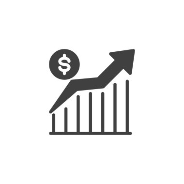 Yukarı doğru ok grafik vektör simgesi. Mobil konsept ve web tasarımı için düz tabela. Finansal Büyüme sembolü. Artan kar sembolü, logo illüstrasyonu. Vektör grafikleri