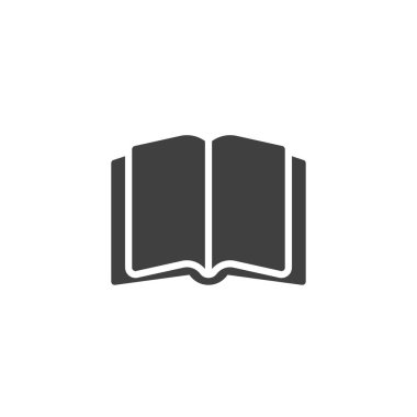 Kitap vektör simgesini aç. Mobil konsept ve web tasarımı için düz tabela. Kitap sembolü simgesi. Edebiyat sembolü, logo çizimi. Vektör grafikleri