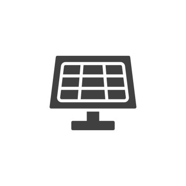 Güneş Paneli vektör simgesi. Mobil konsept ve web tasarımı için düz tabela. Güneş Paneli kabartma simgesi. Sembol, logo çizimi. Vektör grafikleri