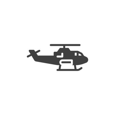 Askeri helikopter vektör ikonu. Mobil konsept ve web tasarımı için düz tabela. Helikopter kabartma simgesi. Sembol, logo çizimi. Vektör grafikleri