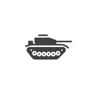 Top vektör simgesi olan bir tank. Mobil konsept ve web tasarımı için düz tabela. Askeri tank sembol simgesi. Zırhlı araçlar sembolü, logo çizimi. Vektör grafikleri