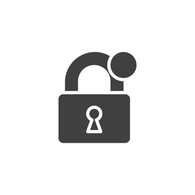 Uyarı nokta vektör simgesi ile kilitle. Mobil konsept ve web tasarımı için düz tabela. Mahremiyet Uyarısı simgesi. Mahremiyet, güvenlik uyarıları, logo illüstrasyonu. Vektör grafikleri