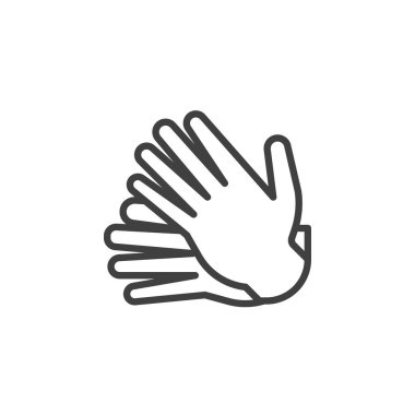 Alkışlayan Eller çizgi simgesi. Mobil konsept ve web tasarımı için doğrusal stil işareti. İki el ana vektör simgesini alkışlıyor. Alkış ya da takdir sembolü, logo illüstrasyonu. Vektör grafikleri