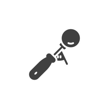 Dondurma kepçesi vektör ikonu. Mobil konsept ve web tasarımı için düz tabela. Dondurma kepçesi simgesi. Sembol, logo çizimi. Vektör grafikleri