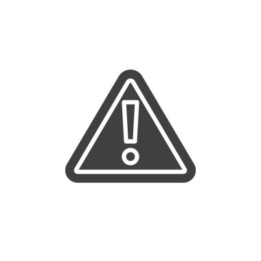 Ünlem işareti vektör simgesi olan bir üçgen. Mobil konsept ve web tasarımı için düz tabela. Tehlike Uyarı sembolü. Tehlike sembolü, logo çizimi. Vektör grafikleri