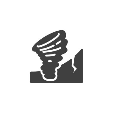 Tornado ve deprem ikonu vektör simgesi. Mobil konsept ve web tasarımı için düz tabela. Doğal Afet Sembolü ikonu. Çevresel tehlike sembolü, logo çizimi. Vektör grafikleri