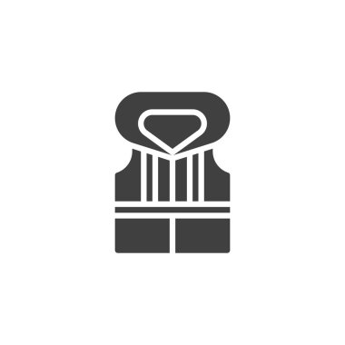 Can yeleği vektör simgesi. Mobil konsept ve web tasarımı için düz tabela. Can yeleği sembolü. Su güvenliği sembolü, logo çizimi. Vektör grafikleri