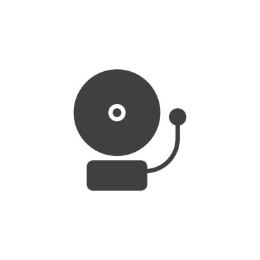 Acil durum çan vektör simgesi. Mobil konsept ve web tasarımı için düz tabela. Yangın alarmı sembol simgesi. Sembol, logo çizimi. Vektör grafikleri.