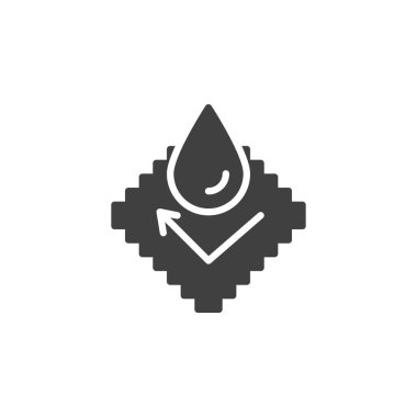 Damla vektör ikonlu tekstil. Mobil konsept ve web tasarımı için düz tabela. Suya dayanıklı kumaş sembol. Sembol, logo çizimi. Vektör grafikleri