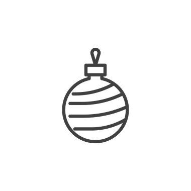 Noel Bauble çizgisi ikonu. Mobil konsept ve web tasarımı için doğrusal biçim işareti. Noel ağacı süsleme çizgisi vektör simgesi. Sembol, logo çizimi. Vektör grafikleri