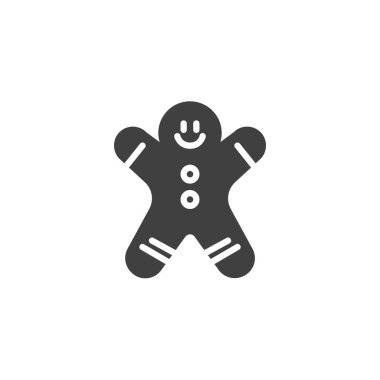 Zencefilli kurabiye ikonu. Mobil konsept ve web tasarımı için düz tabela. Zencefilli adam sembolü. Sembol, logo çizimi. Vektör grafikleri