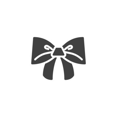 Dekoratif yay vektör ikonu. Mobil konsept ve web tasarımı için düz tabela. Noel kurdelesi sembolü. Sembol, logo çizimi. Vektör grafikleri