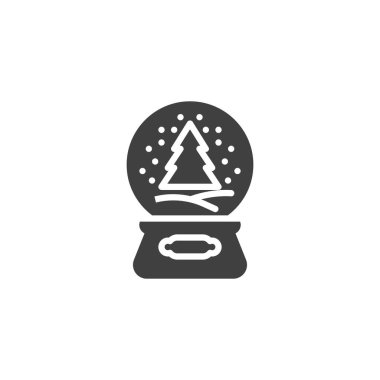 İçinde bir Noel ağacı olan bir kar küresi. Mobil konsept ve web tasarımı için düz tabela. Noel Kar Küresi sembolü. Sembol, logo çizimi. Vektör grafikleri