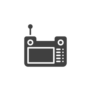 Görüntü ve anten vektör simgesi ile uzaktan kontrol. Mobil konsept ve web tasarımı için düz tabela. Robot Kontrol simgesi simgesi. Sembol, logo çizimi. Vektör grafikleri