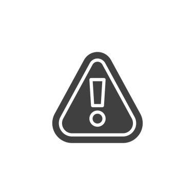 Dikkat, sembol vektör simgesi. Mobil konsept ve web tasarımı için düz tabela. Tehlike işareti simgesi. Uyarı ve uyarı sembolü, logo illüstrasyonu. Vektör grafikleri