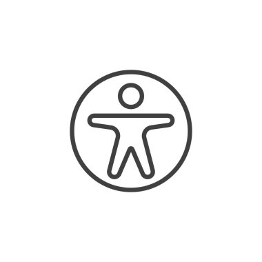 Erişilebilirlik Özellikleri çizgi simgesi. Mobil konsept ve web tasarımı için doğrusal biçim işareti. Özürlü kullanıcılar için tasarlanmış özellikler vektör simgesini belirler. Sembol, logo çizimi. Vektör grafikleri