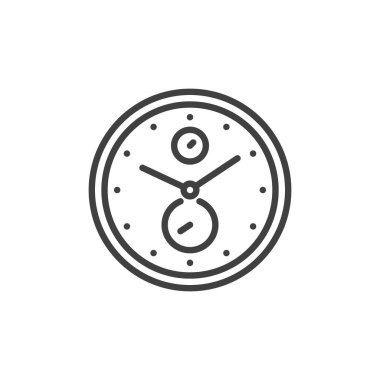 Zaman kronometre çizgi simgesi. Mobil konsept ve web tasarımı için doğrusal biçim işareti. Saat çizelgesi vektör simgesi. Sembol, logo çizimi. Vektör grafikleri