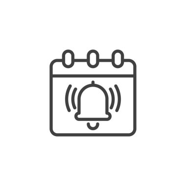 Uyarı çizgisi simgesini ayarla. Mobil konsept ve web tasarımı için doğrusal biçim işareti. Bildirimli çan ana hatlı vektör simgesi takvimi. Sembol, logo çizimi. Vektör grafikleri