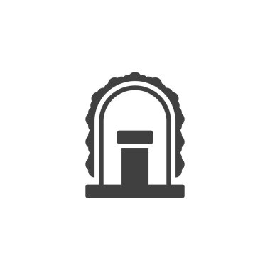 Çiçek vektör simgesiyle süslenmiş kemer. Mobil konsept ve web tasarımı için düz tabela. Düğün Arch simgesi simgesi. Sembol, logo çizimi. Vektör grafikleri