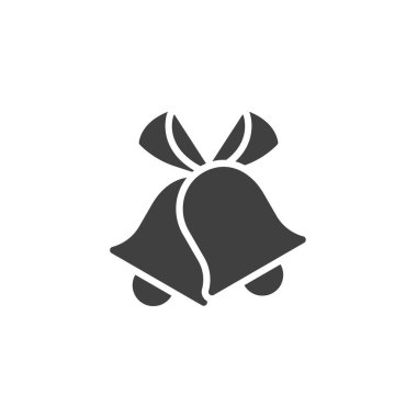 Papyon vektör ikonlu bir çift çan. Mobil konsept ve web tasarımı için düz tabela. Düğün çanları simgesi simgesi. Sembol, logo çizimi. Vektör grafikleri