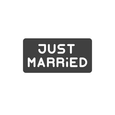 Sadece evli harf vektör ikonu. Mobil konsept ve web tasarımı için düz tabela. Sadece Evlenmiş İşaret Sembolü. Sembol, logo çizimi. Vektör grafikleri