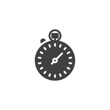 Kronometre vektör simgesi. Mobil konsept ve web tasarımı için düz tabela. Kronometre simgesi. Zaman ölçüm sembolü, logo çizimi. Vektör grafikleri