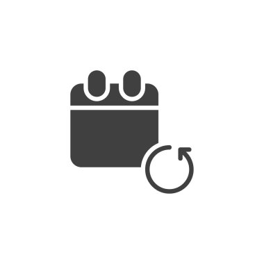 Dairesel ok vektör simgesiyle takvim. Mobil konsept ve web tasarımı için düz tabela. Haftalık yineleme simgesi. Sembol, logo çizimi. Vektör grafikleri