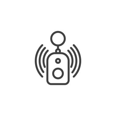 Kişisel Alarm Aygıtı simgesi. Mobil konsept ve web tasarımı için doğrusal biçim işareti. Kişisel güvenlik düğmesi ana hatlı vektör simgesi. Sembol, logo çizimi. Vektör grafikleri