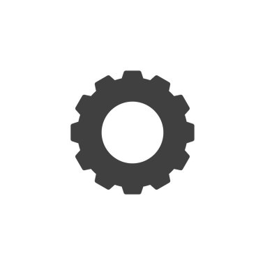 Çarklı vektör simgesi. Mobil konsept ve web tasarımı için düz tabela. Vites, çarklı sembol. Mekanizma, sistem kontrol sembolü, logo çizimi. Vektör grafikleri