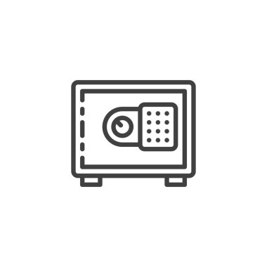 Bank Safe hat simgesi. Mobil konsept ve web tasarımı için doğrusal biçim işareti. Parola kilidi ana hat vektör simgesi ile güvenli. Güvenlik ve koruma sembolü, logo çizimi. Vektör grafikleri